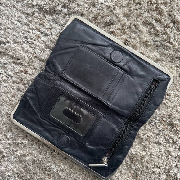 Hobo Leather Frame Wallet / Clutch – Black - Picture 5 of 8